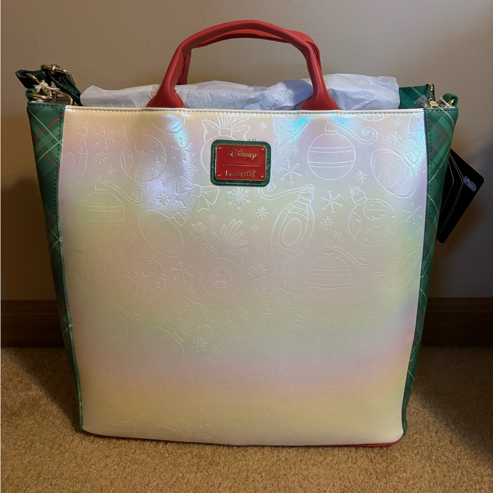 Loungefly Disney Stitch and Scrump Holiday Pin Trading Crossbody Tote Bag - Picture 9 of 15